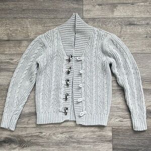 Hope & Henry | Boy's Organic Cotton Shawl Collar Cable Knit Button Cardigan Med